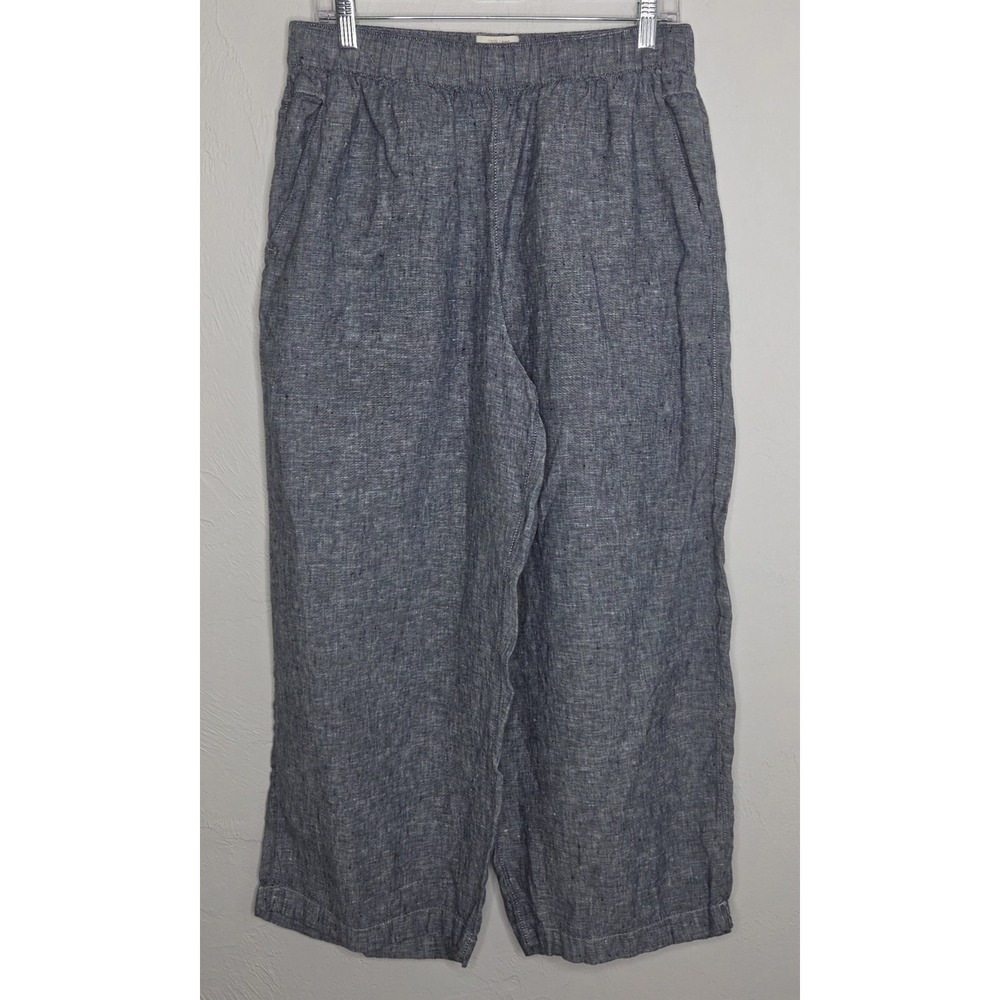 Cynthia Rowley Women's 100% Linen Wide Leg Pants Blue Size Large 25" Inseam